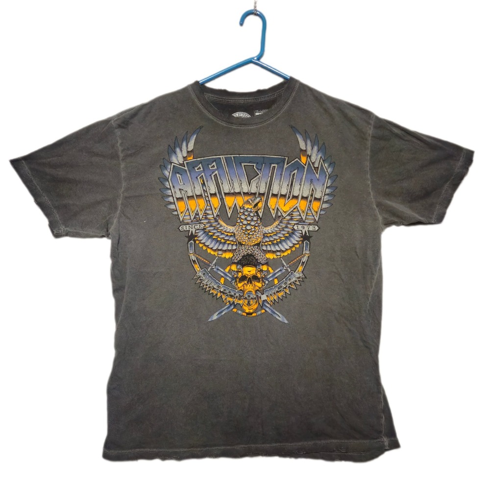 Affliction T Shirt Mens 3XL Black USA Tour Eagle Skull Distressed Graphic Tee